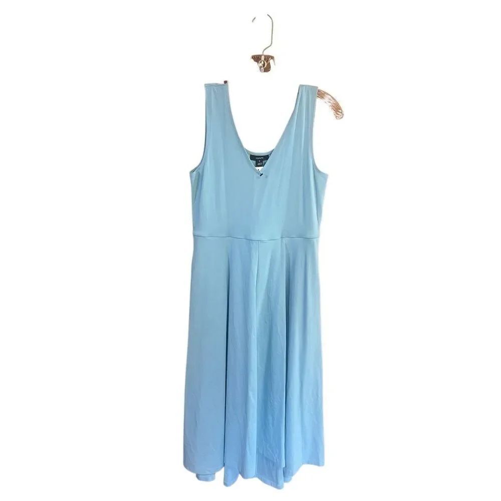 Alfani V Neck Blue Flare Sun dress Sz M NWT